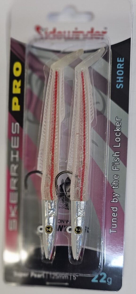 20250609_122400 Sidewinder Skerries Pro Super Pearl 5" fishing lures.